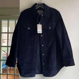 EVERLANE NWT Oversized Corduroy Shirt Jacket in Navy Blue- Sz XXS